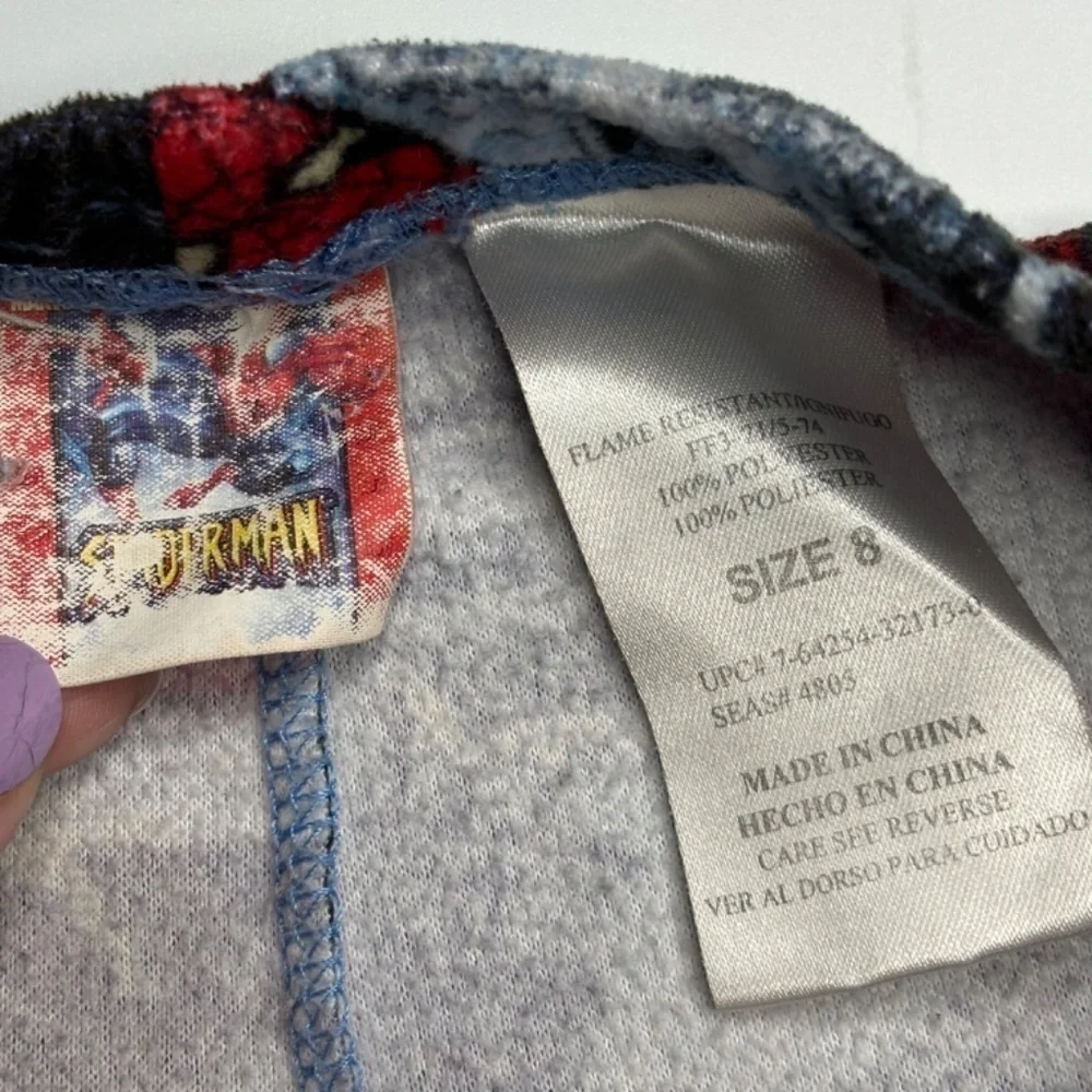 Boys Size Small Red Long Sleeve Thermal Top and Fleece Spiderman Pajama Bottoms